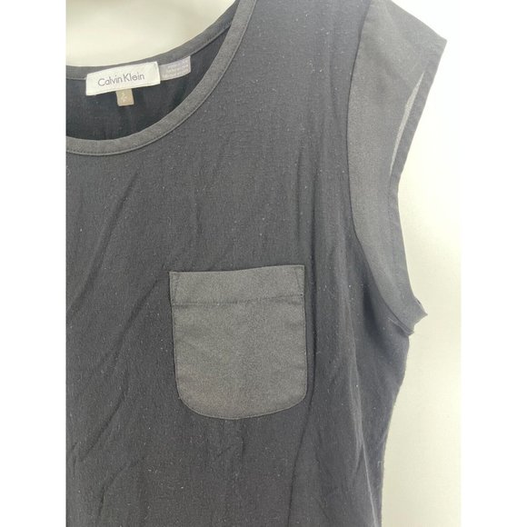 Calvin Klein Women's Black Sheer Sleeveless Top Shirt Tee Pocket Size Small - Picture 3 of 10